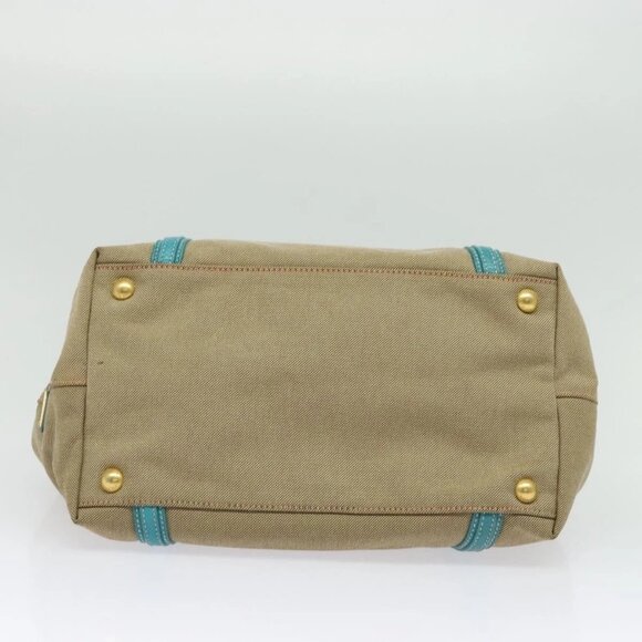 PRADA Hand Bag Canvas 2way Beige Gold Auth 138843 - Picture 7 of 16